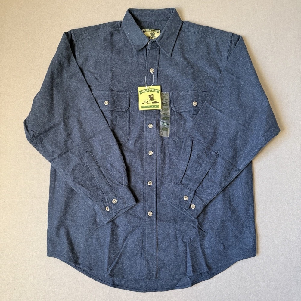 Field & Stream men's large blue cotton chamois button-up shirt Tall